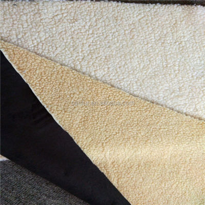 Lichtgeel 100% polyester synthetisch Sherpa suede stof voor eindklanten