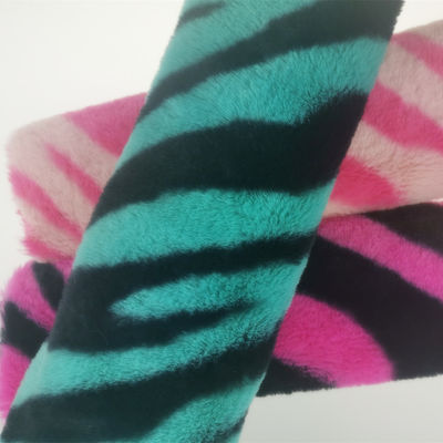 15 mm tricot gebreid 100% polyester zeer zacht zebra-streep gedrukt nep konijn pels stof
