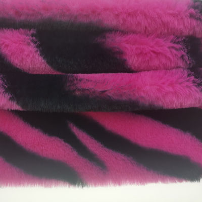 15 mm tricot gebreid 100% polyester zeer zacht zebra-streep gedrukt nep konijn pels stof