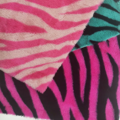 15 mm tricot gebreid 100% polyester zeer zacht zebra-streep gedrukt nep konijn pels stof