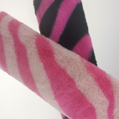 15 mm tricot gebreid 100% polyester zeer zacht zebra-streep gedrukt nep konijn pels stof