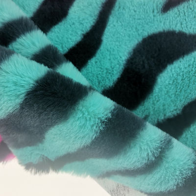 15 mm tricot gebreid 100% polyester zeer zacht zebra-streep gedrukt nep konijn pels stof