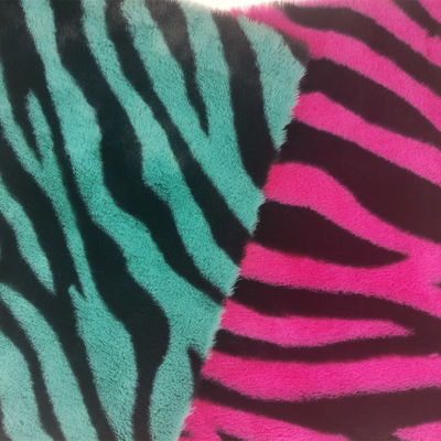 15 mm tricot gebreid 100% polyester zeer zacht zebra-streep gedrukt nep konijn pels stof
