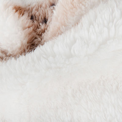 Zachte en gezellige teddybeer print fleece stof voor kinderen dragen 100% polyester op maat