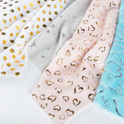 2000 meter Minimale bestelling Aanpasbare dichtheid Polyester Goud Bronzen Gedrukt Stof