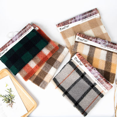 Home Textiel 36F Density Plaid Jacquard Sherpa Fleece Stof voor winterjas en jas