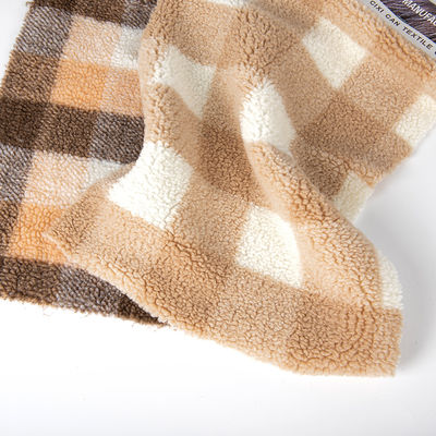 Home Textiel 36F Density Plaid Jacquard Sherpa Fleece Stof voor winterjas en jas