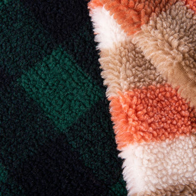 Home Textiel 36F Density Plaid Jacquard Sherpa Fleece Stof voor winterjas en jas