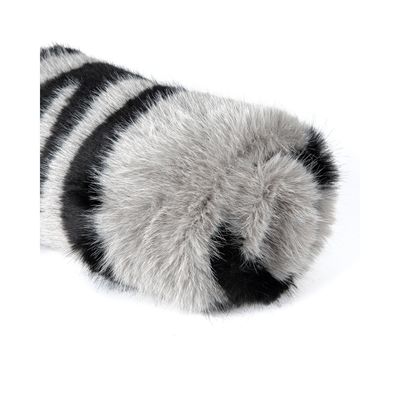 Ladies Long Vest Pile Faux Fur Stof met Strip Printing en Plush in Weft Suede