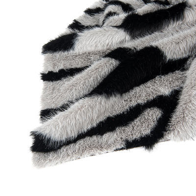 Ladies Long Vest Pile Faux Fur Stof met Strip Printing en Plush in Weft Suede