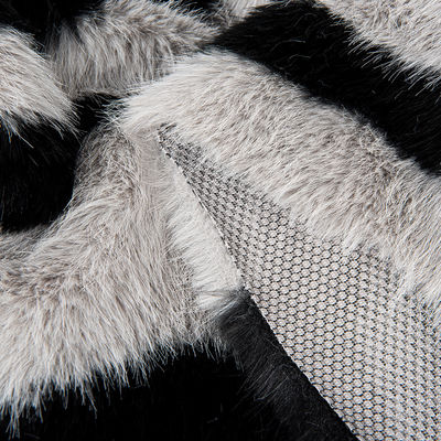 Ladies Long Vest Pile Faux Fur Stof met Strip Printing en Plush in Weft Suede